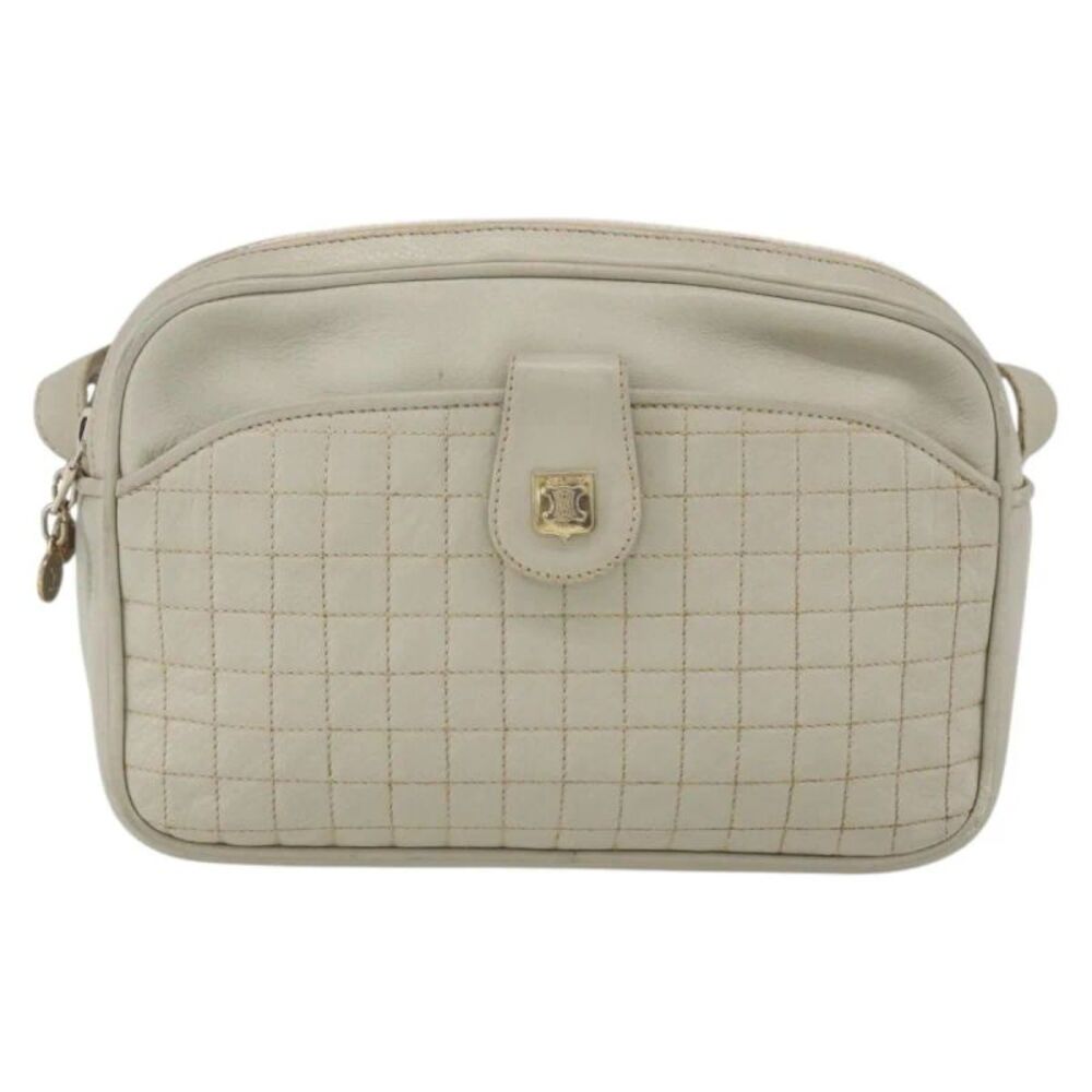 Celine Vintage Leather White Leather Shoulder Bag Bag